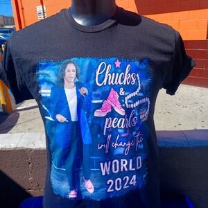 Black Kamala T-shirts"chucks and pearls"